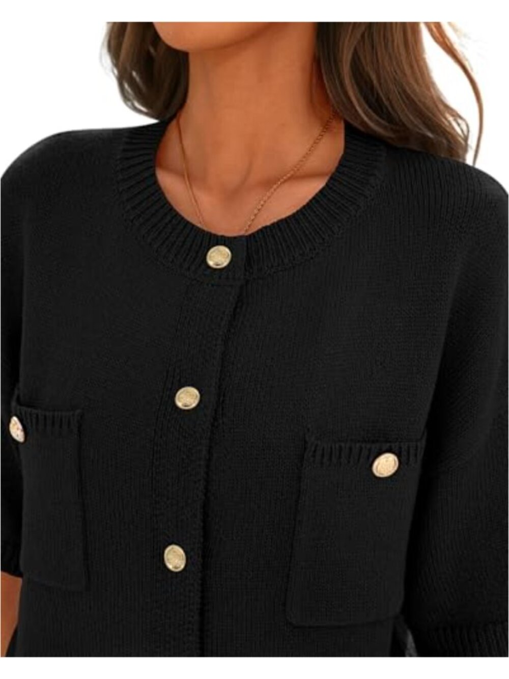 Women Short Sleeve Button Up Cardigan Loose Fit Knit Summer Sweater - Picture 4 of 6
